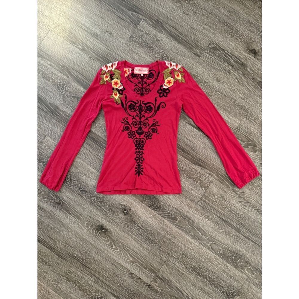 Johnny Was Embroidered Long Sleeve Top